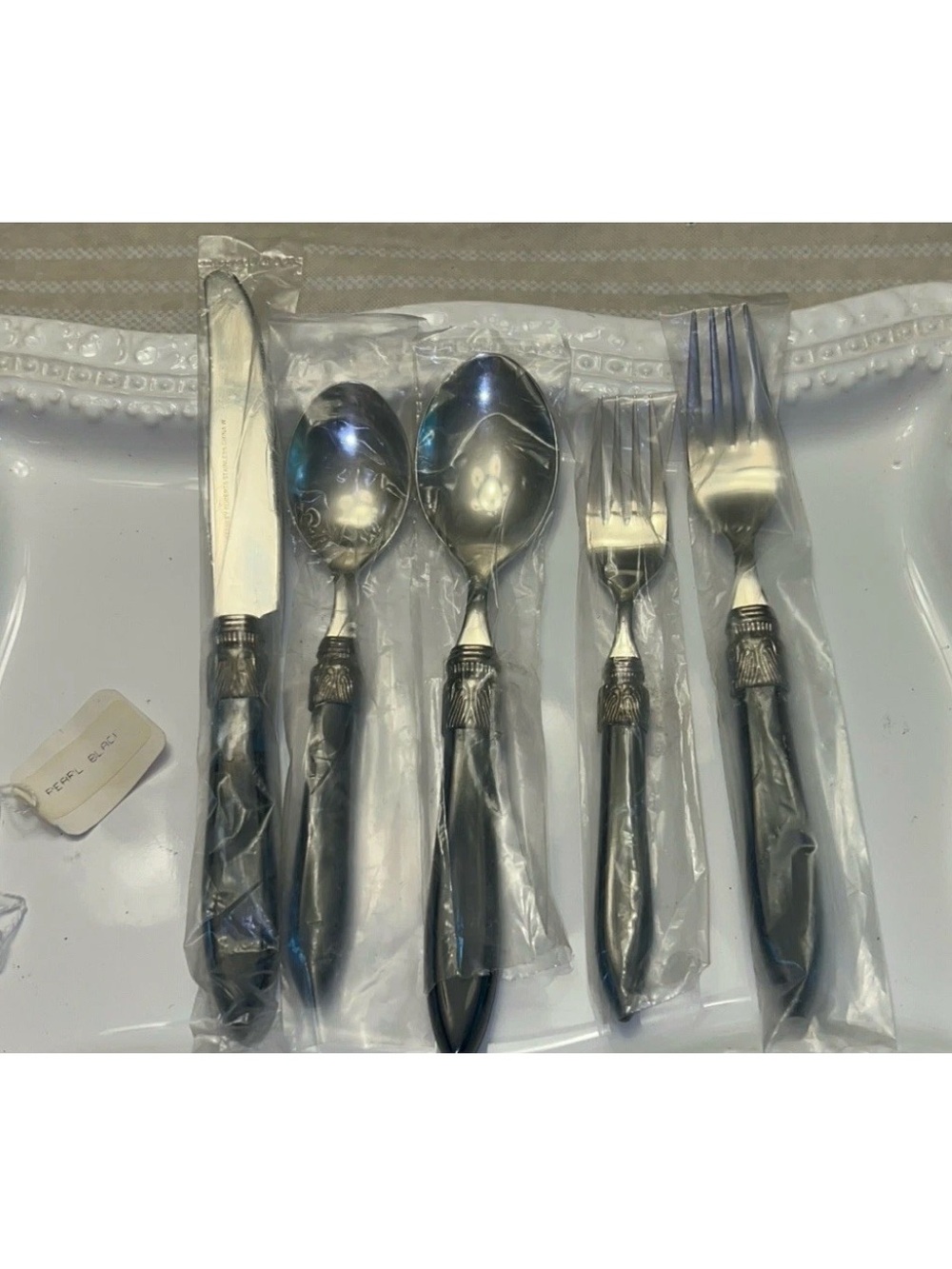 Vintage Stanley Roberts Single 5-piece Place Setting In Pearlescent Black NWT